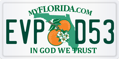 FL license plate EVPD53