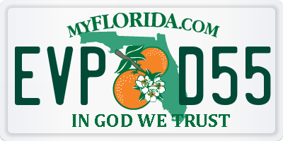 FL license plate EVPD55