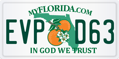 FL license plate EVPD63