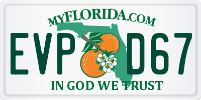 FL license plate EVPD67