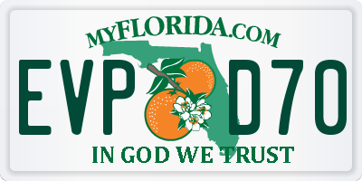 FL license plate EVPD70