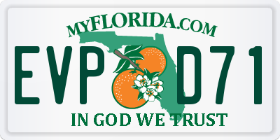 FL license plate EVPD71