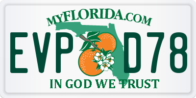 FL license plate EVPD78