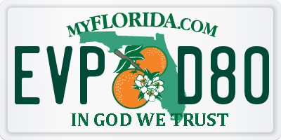 FL license plate EVPD80