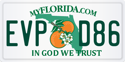 FL license plate EVPD86