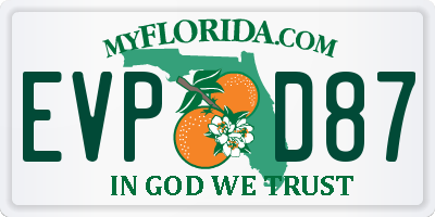 FL license plate EVPD87