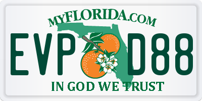 FL license plate EVPD88