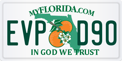 FL license plate EVPD90