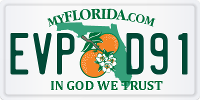 FL license plate EVPD91