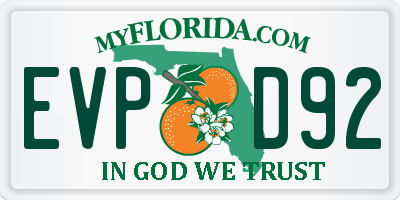 FL license plate EVPD92