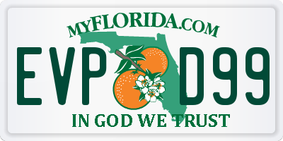 FL license plate EVPD99