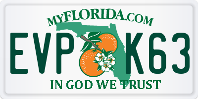 FL license plate EVPK63