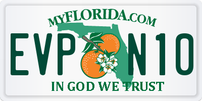 FL license plate EVPN10