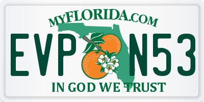 FL license plate EVPN53