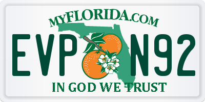 FL license plate EVPN92