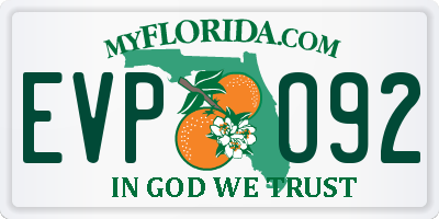 FL license plate EVPO92