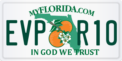 FL license plate EVPR10