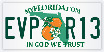 FL license plate EVPR13