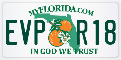 FL license plate EVPR18