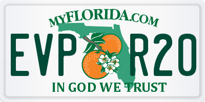 FL license plate EVPR20