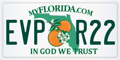 FL license plate EVPR22