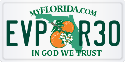 FL license plate EVPR30