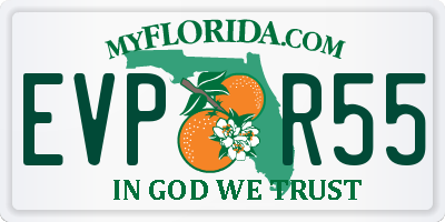 FL license plate EVPR55
