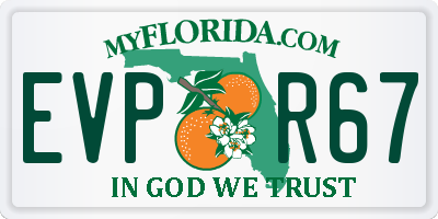 FL license plate EVPR67