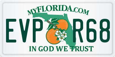 FL license plate EVPR68
