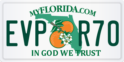 FL license plate EVPR70