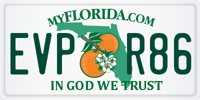 FL license plate EVPR86
