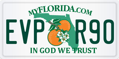 FL license plate EVPR90