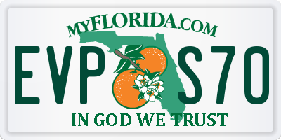FL license plate EVPS70