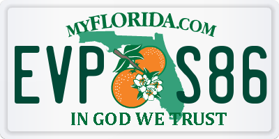 FL license plate EVPS86