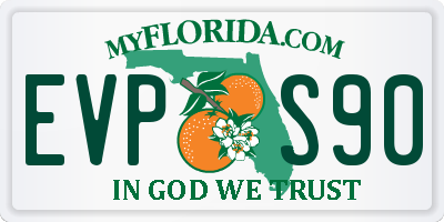 FL license plate EVPS90