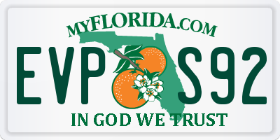 FL license plate EVPS92