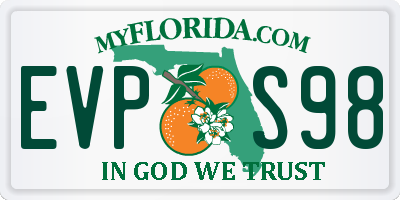 FL license plate EVPS98