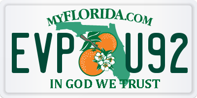 FL license plate EVPU92