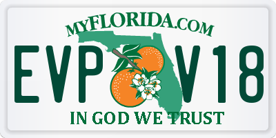 FL license plate EVPV18