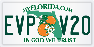 FL license plate EVPV20