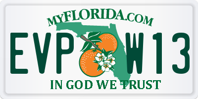 FL license plate EVPW13