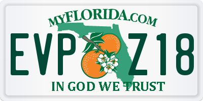 FL license plate EVPZ18