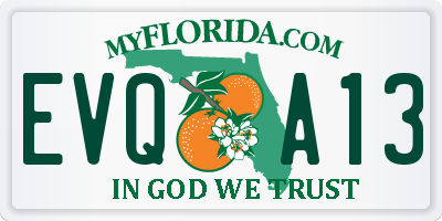 FL license plate EVQA13
