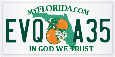 FL license plate EVQA35