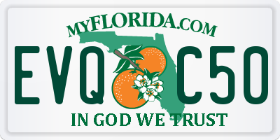 FL license plate EVQC50