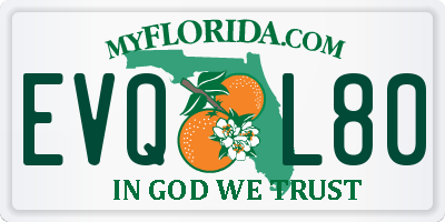 FL license plate EVQL80