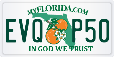 FL license plate EVQP50