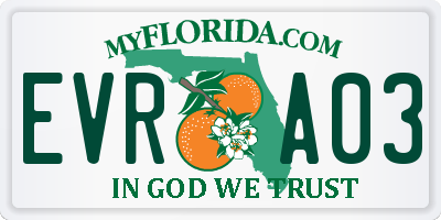 FL license plate EVRA03