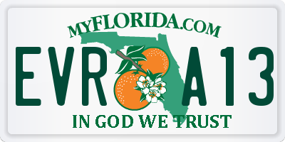 FL license plate EVRA13