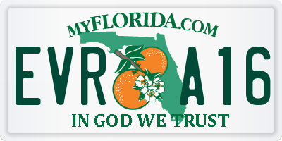 FL license plate EVRA16